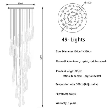 DecorBites™ Gold Crystal Chandelier: Elegant Staircase LED Lighting Fixture for Villa Lobby