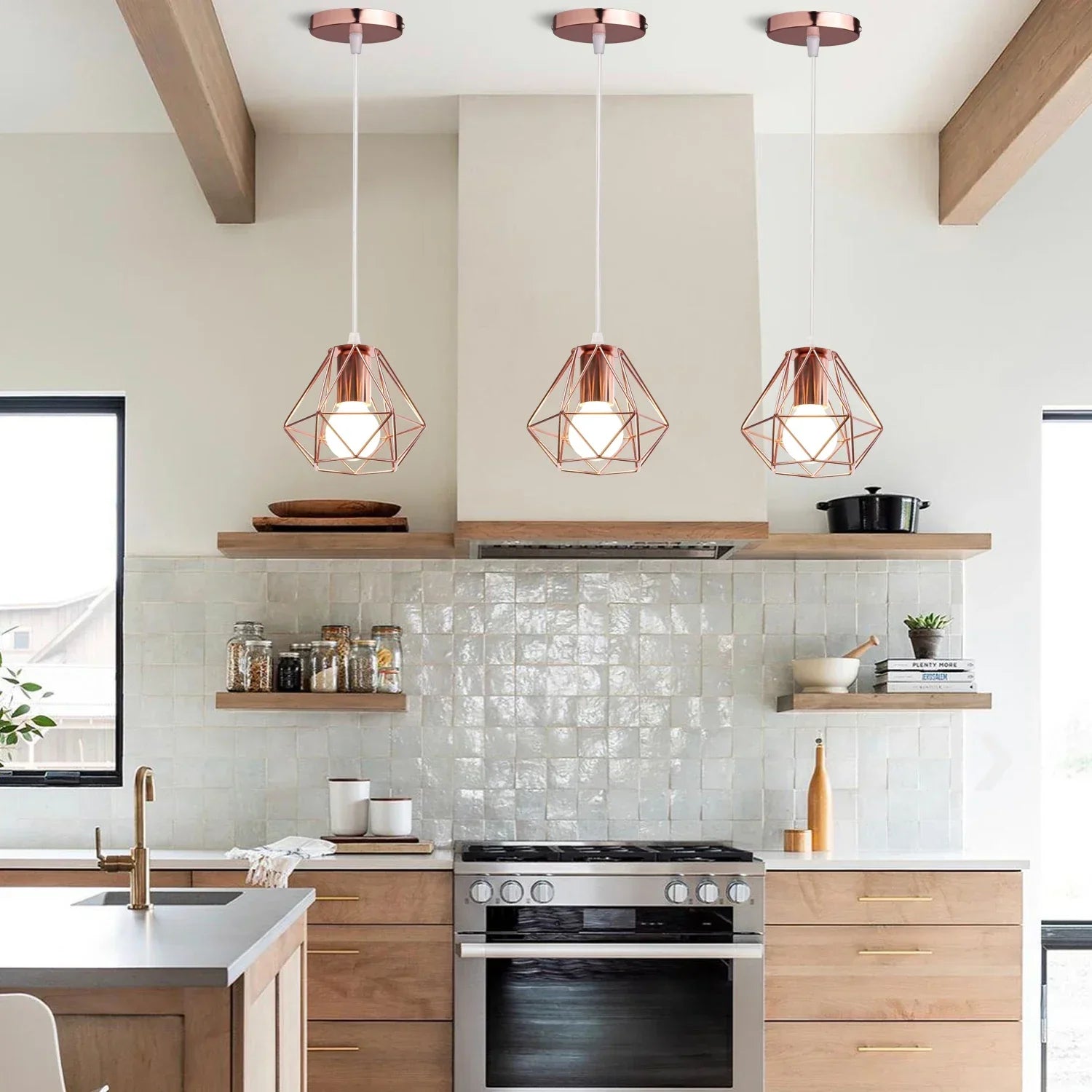 Gold Industrial Pendant Light Adjustable Height