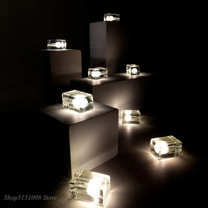 DecorBites™ Clear Ice Cube LED Table Lamp for Modern Bedroom Decor