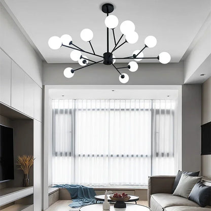 DecorBites™ Glass Ball Modern Branch Chandelier - Magic Bean Design for Living Room