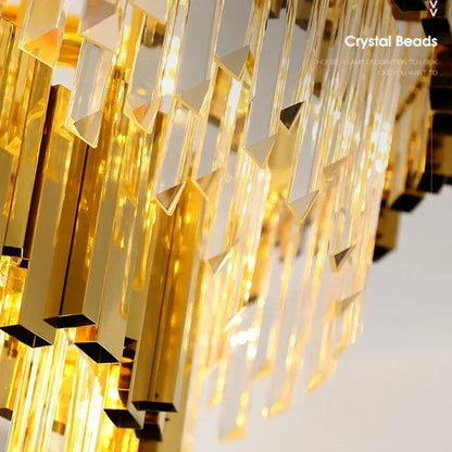 DecorBites™ Golden Luxury Chandelier: Elegant Crystal Ceiling Light for Hotel Living Room