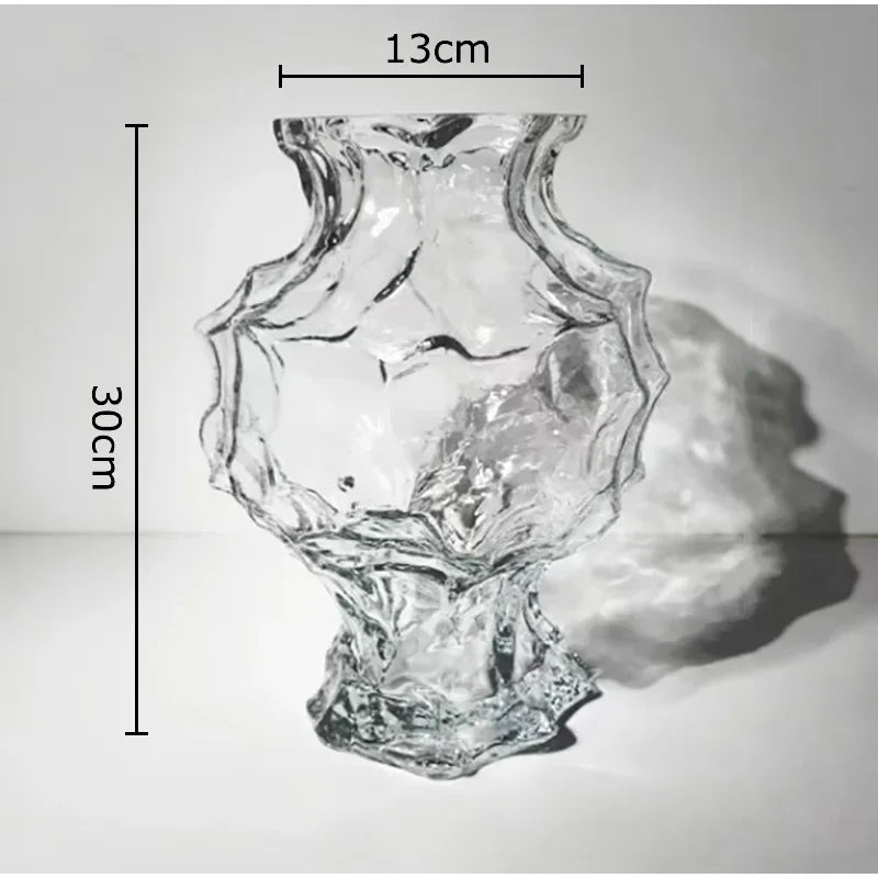 DecorBites™ Irregular Glass Vase: Desk Decor, Flower Arrangement, Aesthetic Room Pot