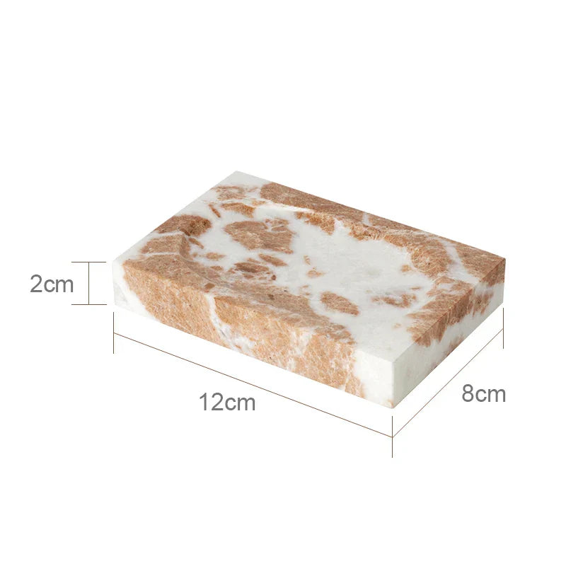 DecorBites™ Coral Pink Marble Bathroom Accessories Set: Dispenser, Dish, Holder, Tissue Box, Tray