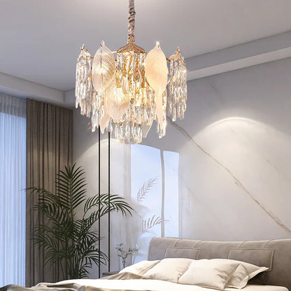 DecorBites™ Crystal Leaves Chandelier: Elegant Postmodern Lighting for Living Room, Dining Room, Bedroom