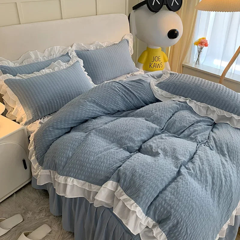 Washed Cotton Lace Bedding