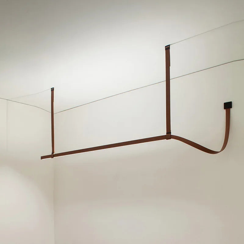Leather Belt Chandelier Brown 120cm Pendant