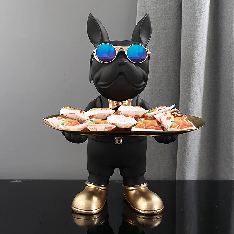 DecorBites™ French Bulldog Sculpture: Abstract Figurine & Key Holder Ornament