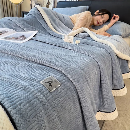 DecorBites™ Cozy Striped Knitted Velvet Blanket