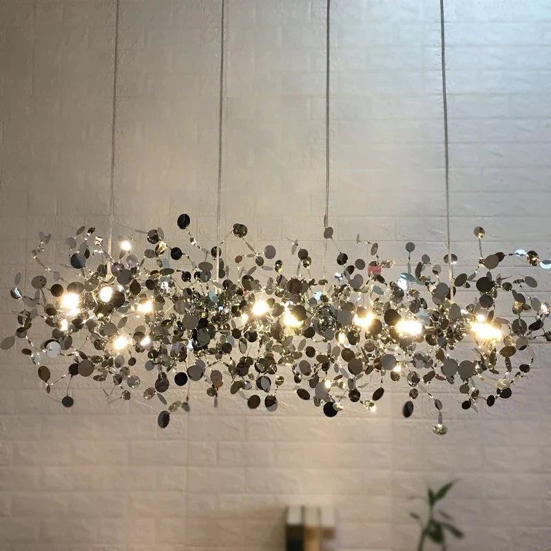 Chrome Leaf Ceiling Chandelier