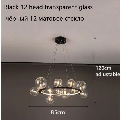 DecorBites™ Glass Ball LED Chandelier: Modern Nordic Style for Living, Dining, Kitchen, Study