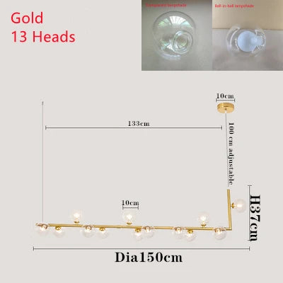 DecorBites™ Dual Glass Lamp Ceiling Chandelier LED Suspension Light for Dining and Kitchen