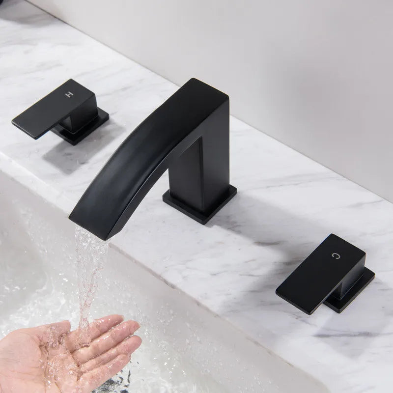 Gold Black Basin Faucet With Dual Handles