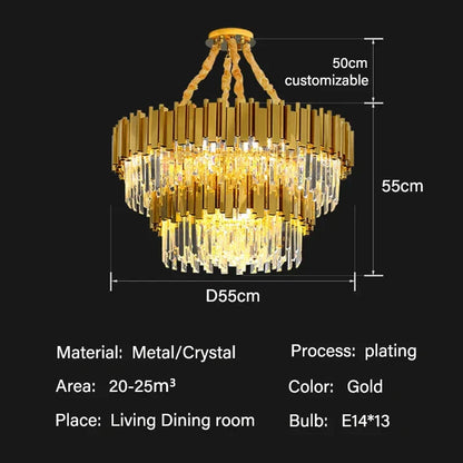 DecorBites™ Crystal Oval Ceiling Chandelier LED Lights Bedroom Living Room Lighting