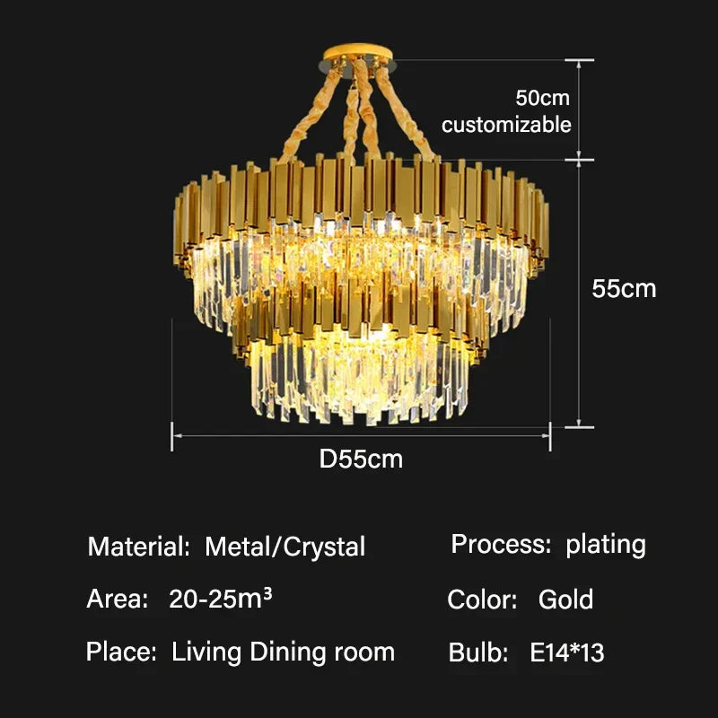 DecorBites™ Crystal Oval Round Chandelier: Luxury Nordic Modern LED Lighting for Home and Bar
