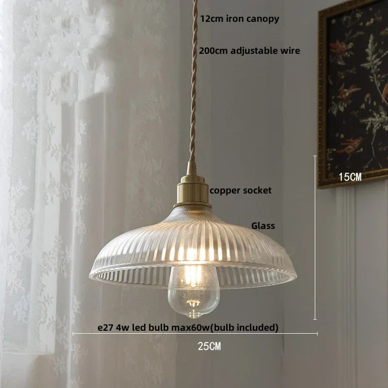 Brass Glass Pendant Light With Clear Shade Dining