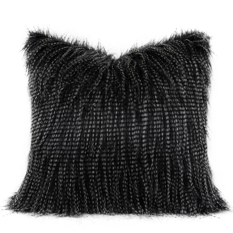 DecorBites™ Luxe Black Fluffy Throw Pillow Cover - Modern Simplicity & Art Deco Design