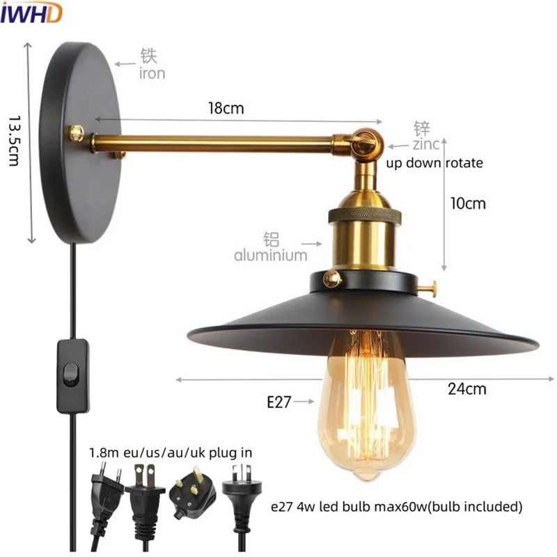 Gold LED Wall Lamp For Coffee Bars And Bedrooms