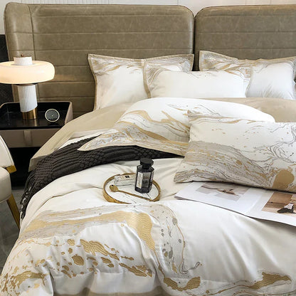 DecorBites™ Egyptian Cotton Luxury Bedding Set Quilt Cover Pillow Shams Bedclothes
