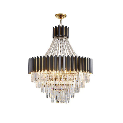 DecorBites™ Crystal LED Chandelier Black Gold Finish for Dinning Room