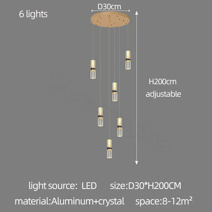 DecorBites™ Crystal Columnar Chandelier for Stairway, Bubble Design for Home, Restaurant, or Bar