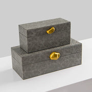 Gold Handle Leather Jewelry Box