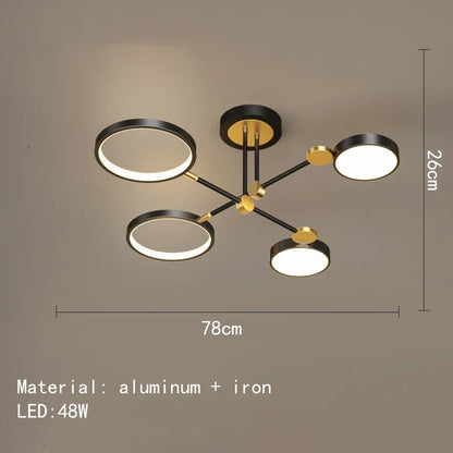 Minimalist Gold Black Chandelier