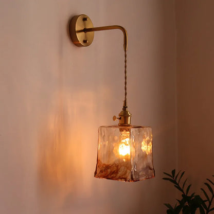 DecorBites™ Japanese Style LED Wall Lamps Living Room Coffee Balcony Stair Light Copper Glass
