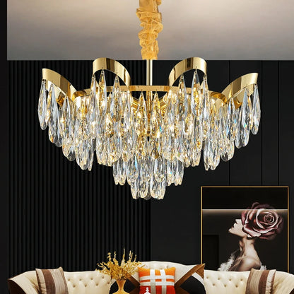 DecorBites™ LED Sunflower Crystal Ceiling Chandelier - Modern Living Dining Room Hanging Light