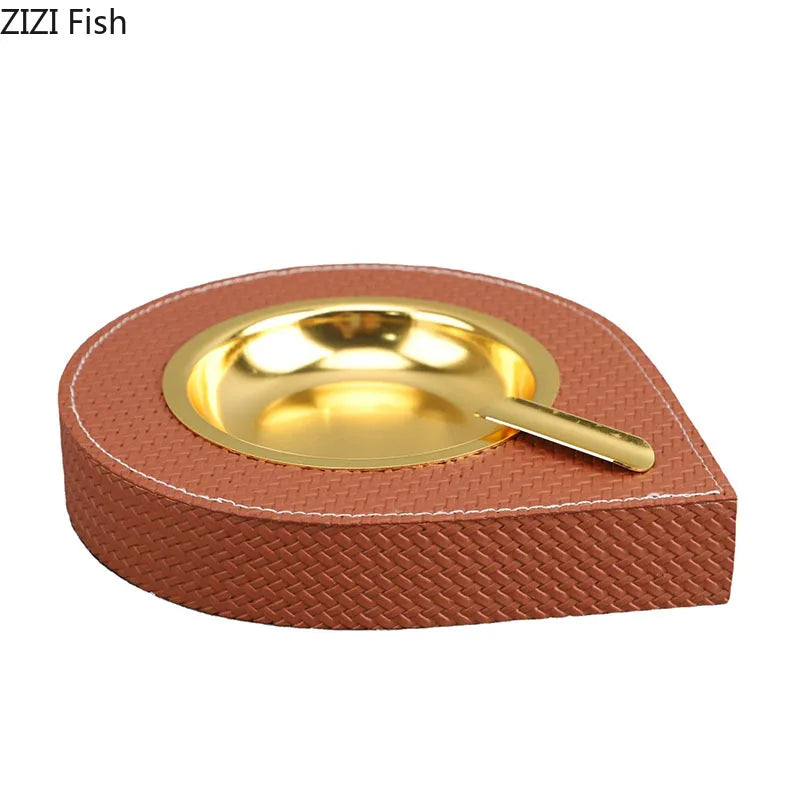 Metal Leather Desktop Ashtray