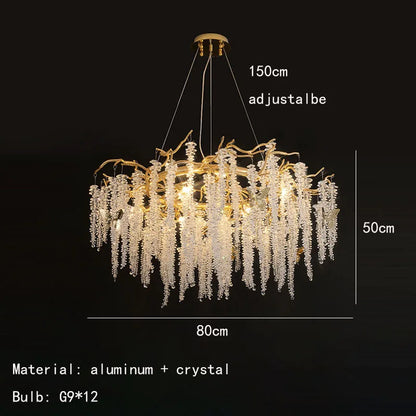 DecorBites™ Gold Aluminium Crystal Chandelier for Elegant Dining Room Lighting