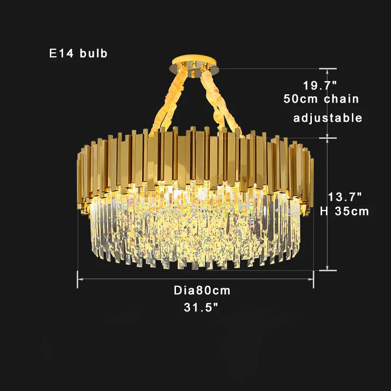 Gold Crystal Ceiling Chandelier 2-Layer Dia150cm