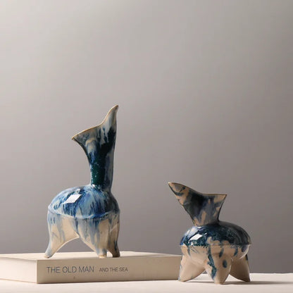 DecorBites™ Irregular Ink Pattern Ceramic Flagon Vase - Chinese Porcelain Home Decoration