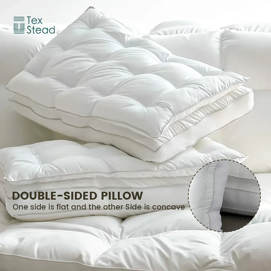 DecorBites™ Double Layer Fiber Pillow: Soft & Fluffy Hotel Adult Neck Pillow for All Sleepers