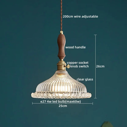 DecorBites™ Clear Glass Pendant Lamp Japanese Style LED Hanging Lights