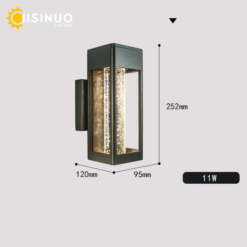 DecorBites™ Crystal Bubble Glass Wall Lamp 11W LED Outdoor Sconce IP65 Garden Light