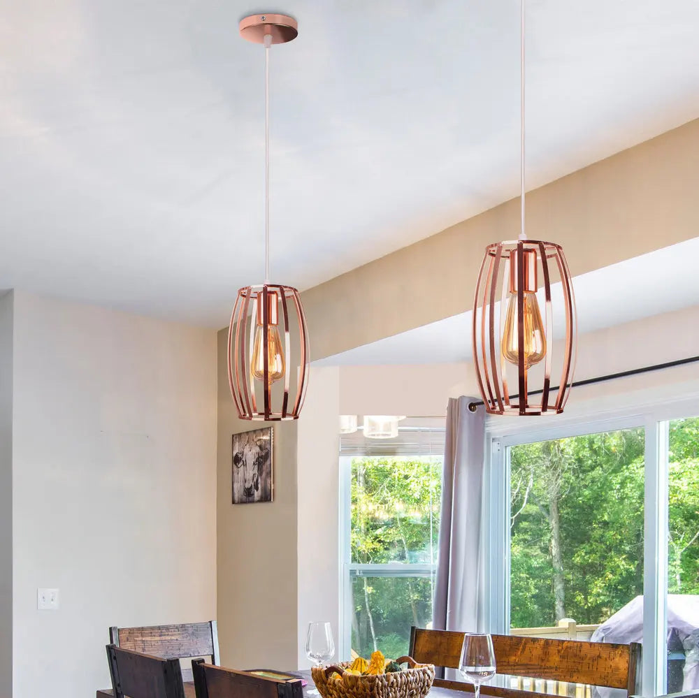 Gold Industrial Pendant Light Adjustable Height