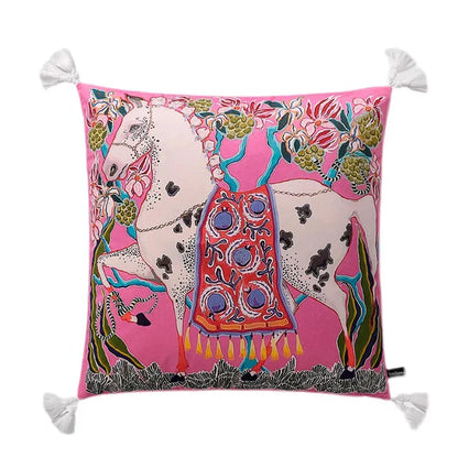 DecorBites™ Luxe Cheetah Halo Pillowcase: Decorative Tassel Cushion Cover GG Style
