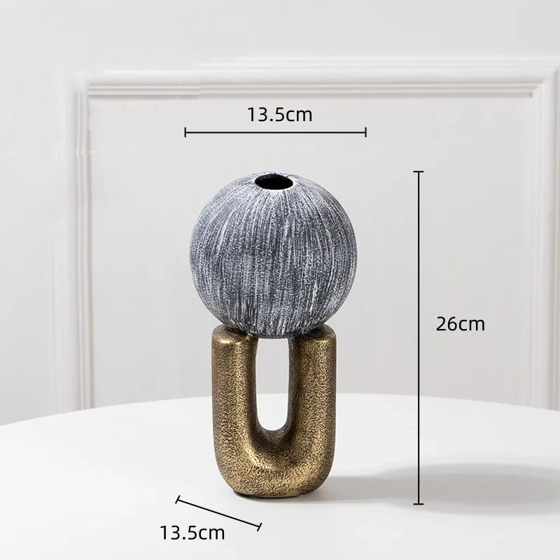 Gold Geometric Ceramic Enamel Flower Vase