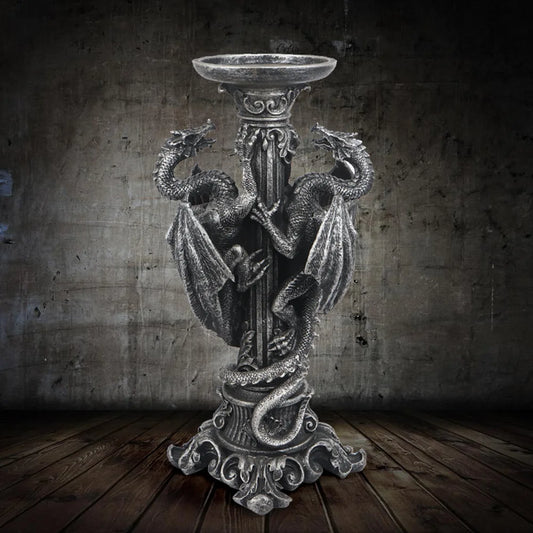 DecorBites™ Dragon Candlestick Sculptures: Vintage Table Decor for Home & Office.