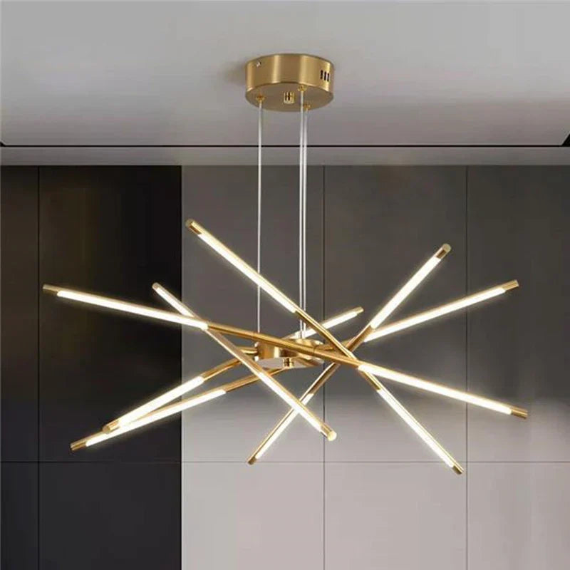 Gold LED Ceiling Chandelier 12-Head Dimmable