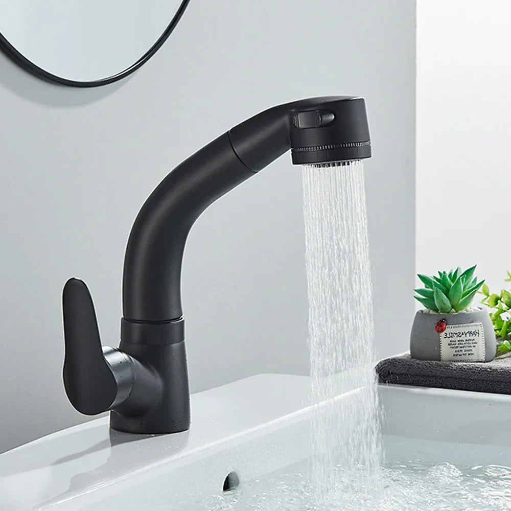 DecorBites™ Lift-Up Bathroom Sink Faucet Chrome Finish 360-degree Rotation Water Mixer