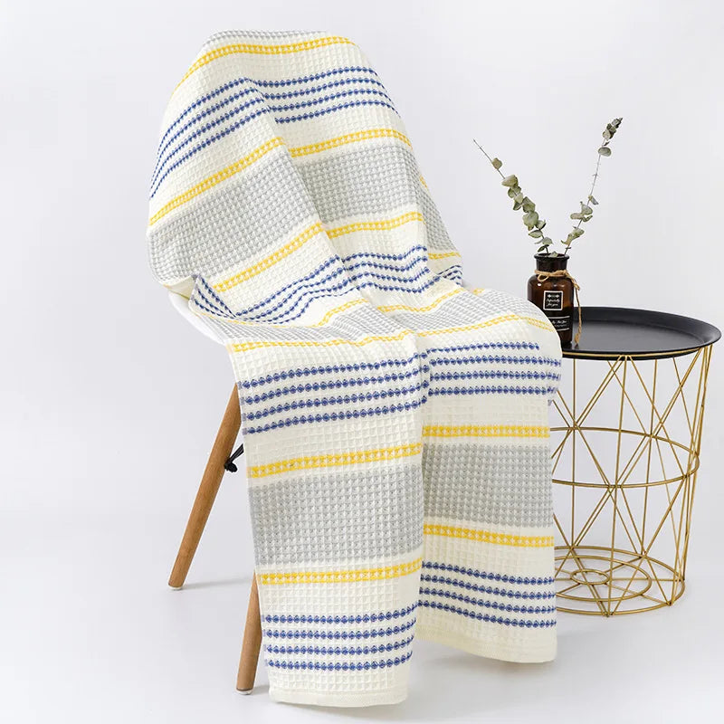 Waffle Stripe Cotton Towel Set