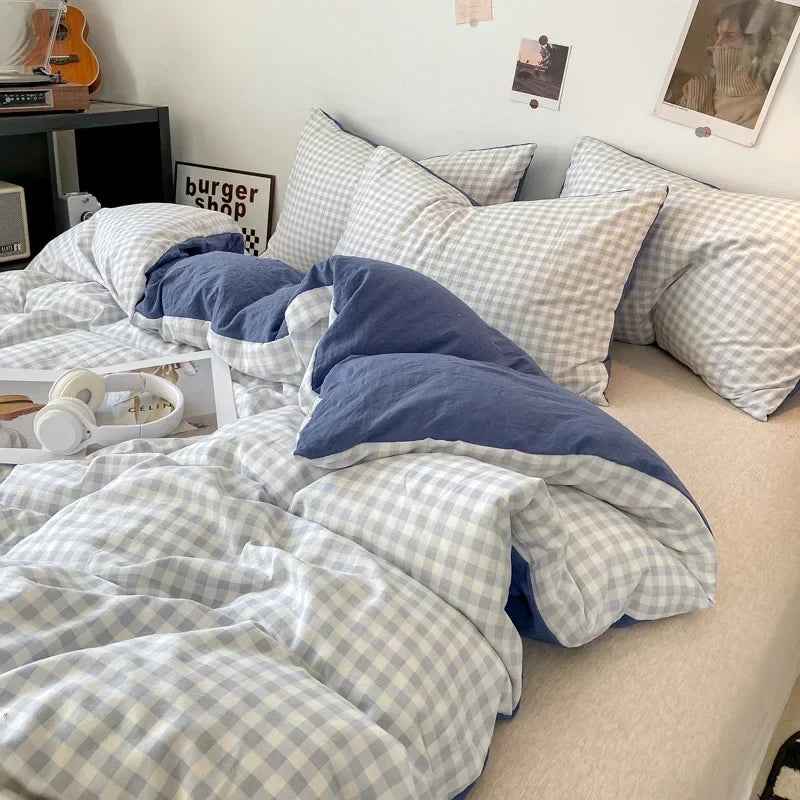 Check Cotton Duvet Set