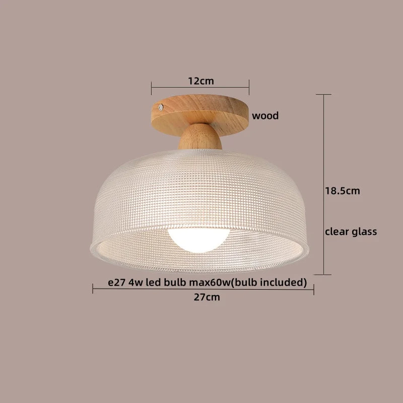 DecorBites™ Crystal Wood LED Ceiling Lamp Clear Glass Modern Indoor Lighting