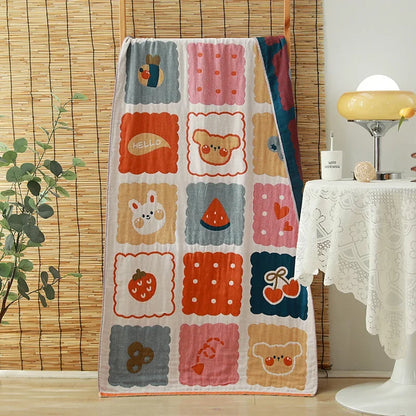DecorBites™ Cotton Gauze Adult Bath Towels: Luxury, Quick-Dry, Soft & Absorbent