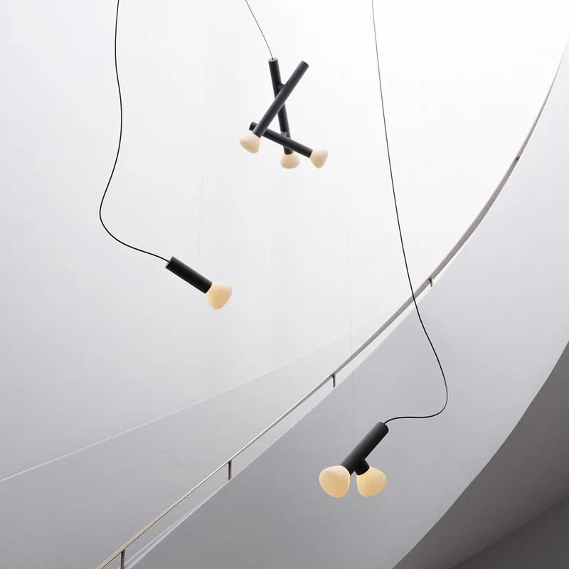 DecorBites™ Glass Pendant Lights with Adjustable Cord for Hall, Dining Room, Office - White Glass