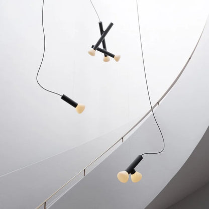 DecorBites™ Glass Pendant Lights with Adjustable Cord for Hall, Dining Room, Office - White Glass