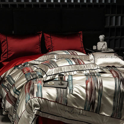 DecorBites™ Luxe Brocade Jacquard Bedding Set with Egyptian Cotton & Embroidery
