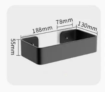 DecorBites™ Black Aluminum Bathroom Corner Shelf Wall Mounted Storage Holder