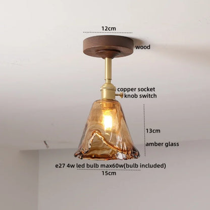 DecorBites™ Glass Wood LED Ceiling Light Nordic Design for Living Room & Corridor